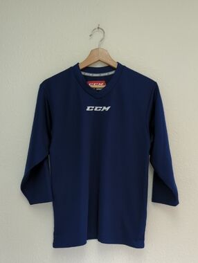 CCM Navy Blue Long-Sleeve Hockey Shirt